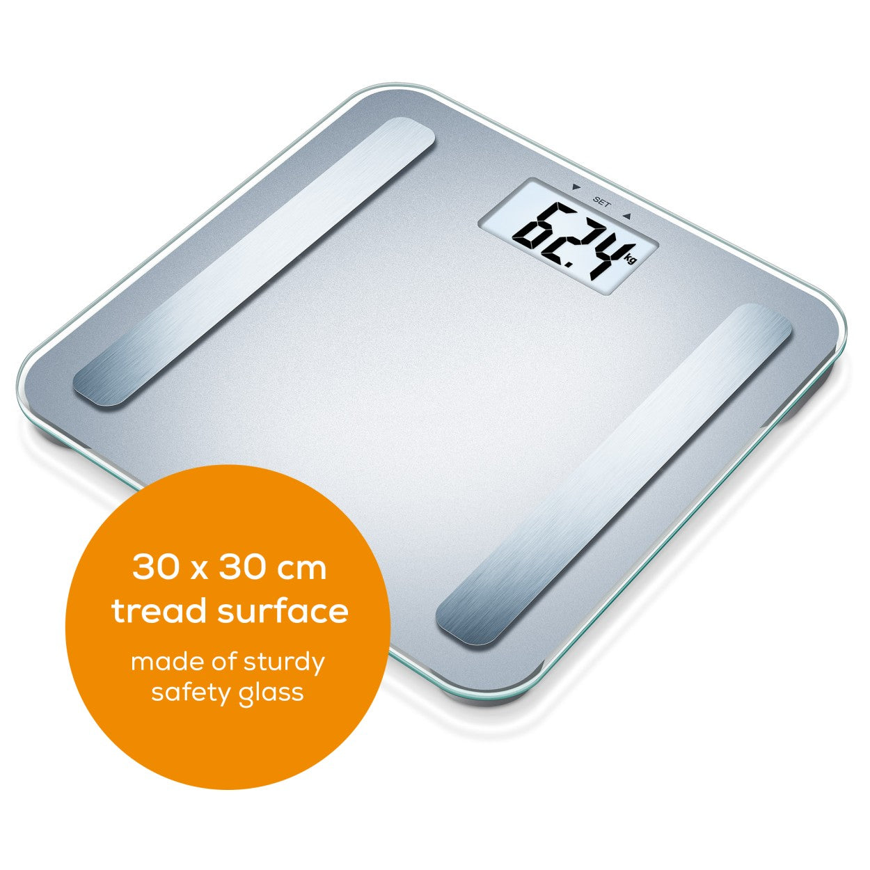 Beurer BF 183 Diagnostic Bathroom Scale for Measurement of Weight, Body Fat, BMI, Muscle Percentage, Visceral Fat & Metabolic Age - Silver