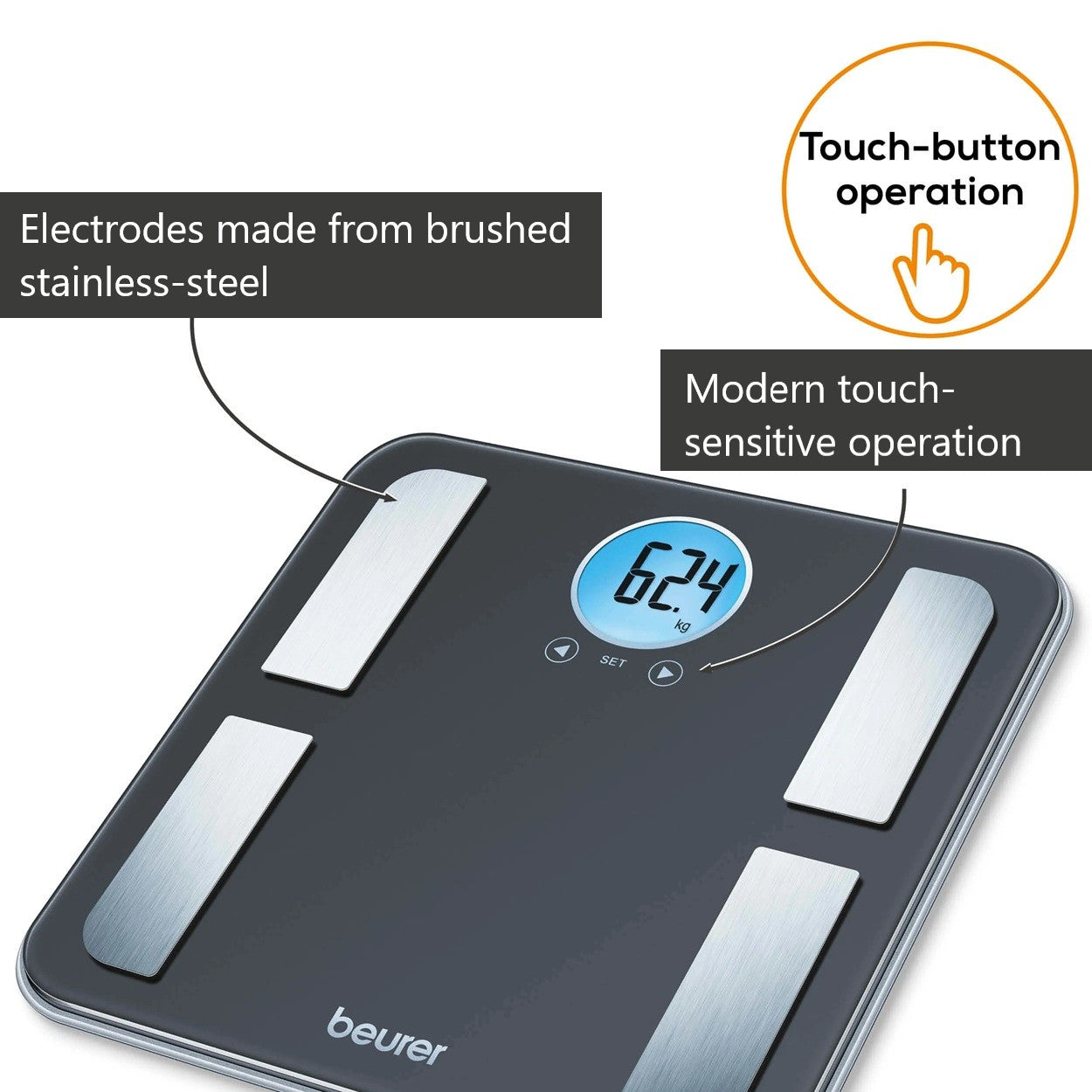 Beurer BF 195 | Diagnostic Bathroom Scale | Calculate Weight, BMI, Body Fat, Water, Muscle, Bone Mass & AMR Calories
