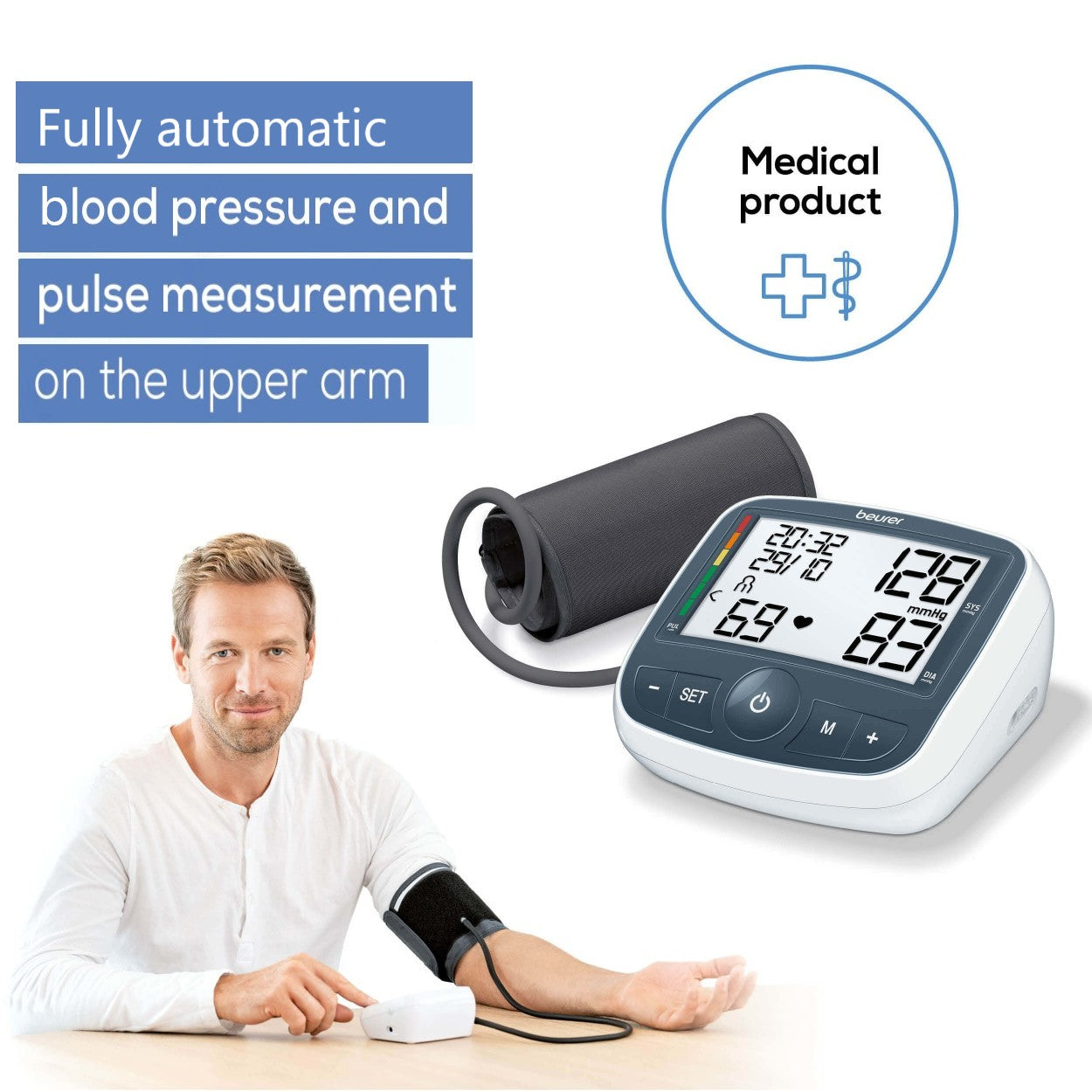 Beurer Germany BM 40 Upper Arm Blood Pressure Monitor: XL Display, Arrythmia & Risk Alerts
