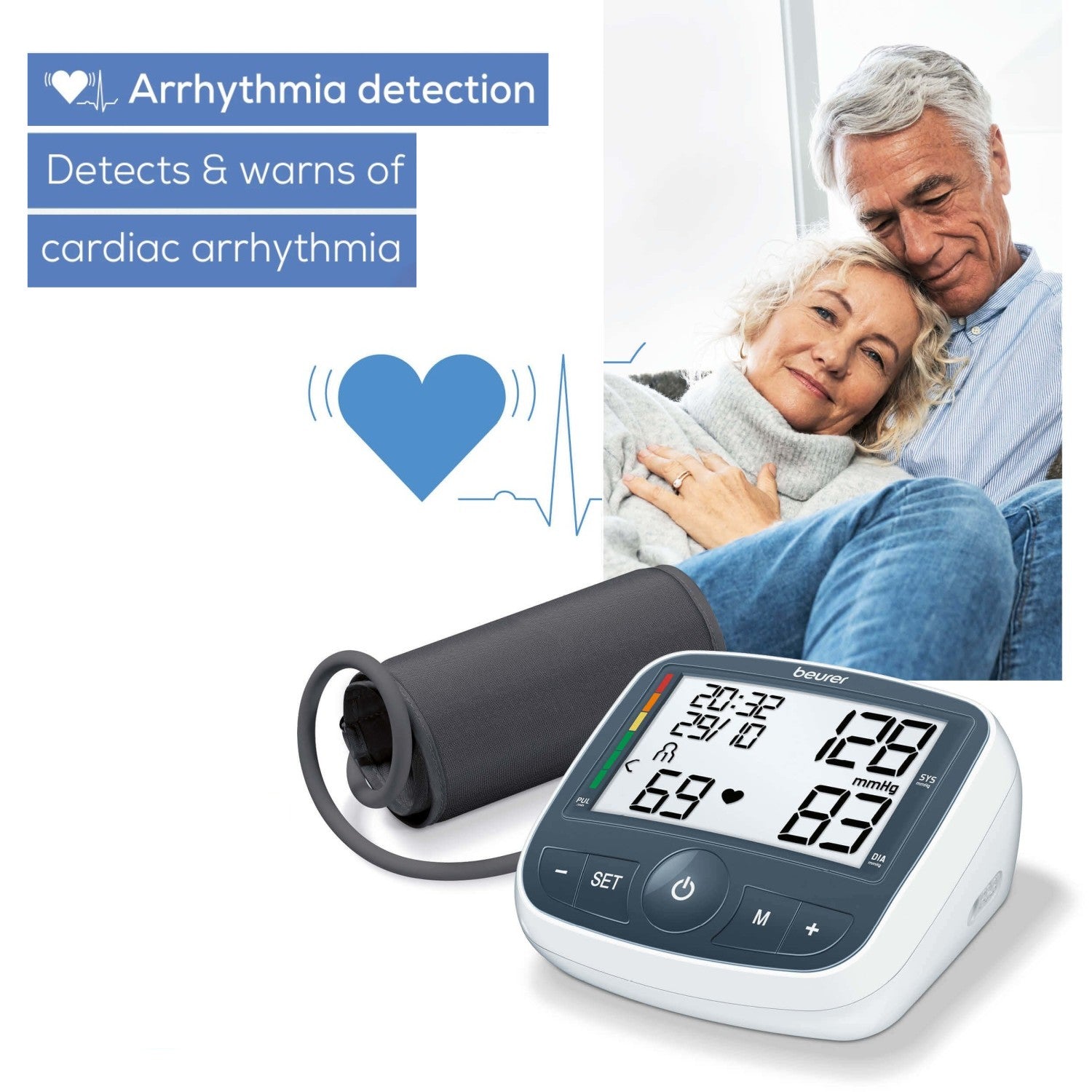 Beurer Germany BM 40 Upper Arm Blood Pressure Monitor: XL Display, Arrythmia & Risk Alerts