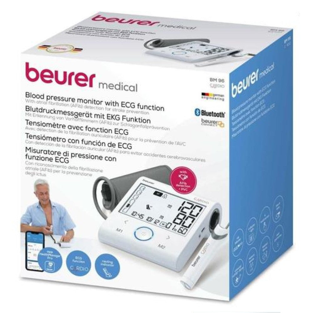 Beurer BM 96 Cardio Blood Pressure Monitor with ECG Function | AFib, Arrhythmia & Risk Alerts | Bluetooth & App