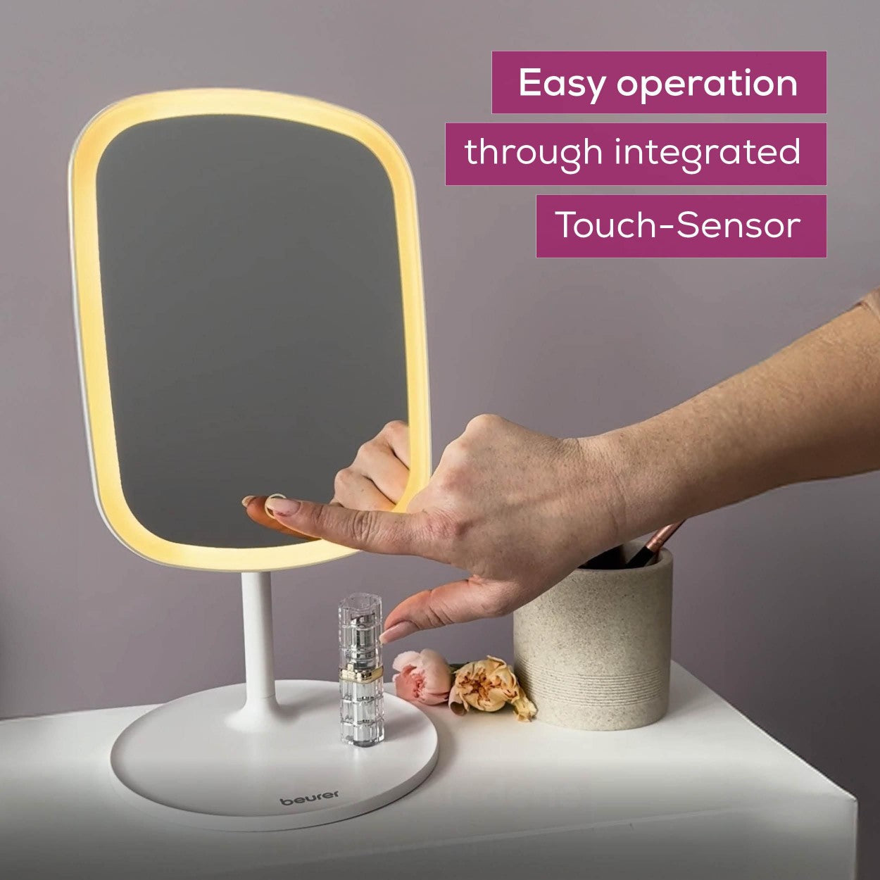 Beurer Makeup Mirror | LED Light Mirror On Stand | USB Rechargeable | BS 47