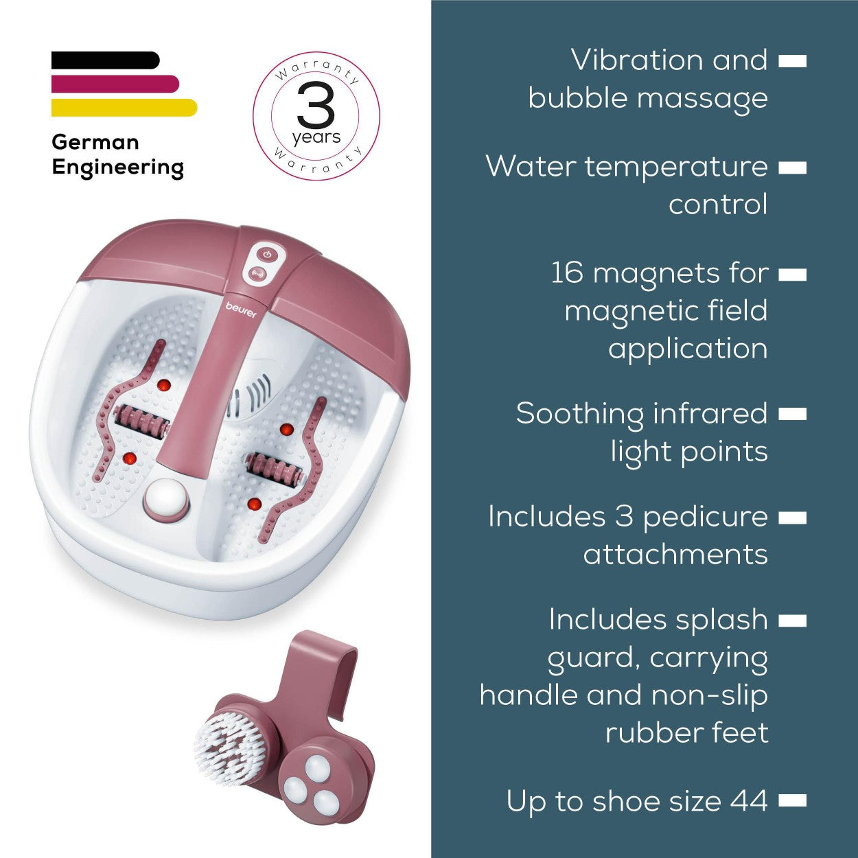 Beurer Germany Foot Spa / Foot Bath FB 35 Pedi Attachments, Aroma Filter, Magnets & Infrared