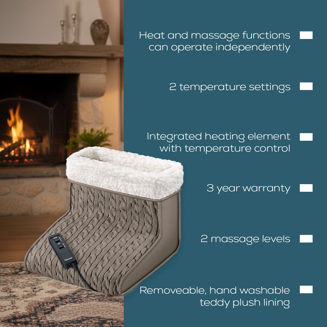 Beurer Electric Foot Warmer & Massager FWM 45 Warmth & Massage Functions