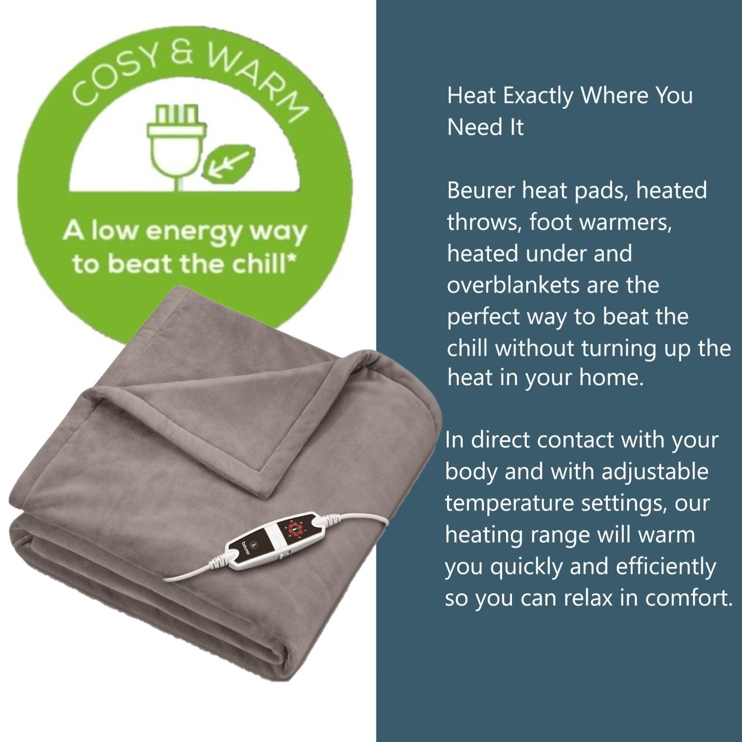 Beurer HD 150 XXL Electric Blanket Throw | Heated Over Blanket for Sofa, Bed, Study | 1.5x2m | Taupe Grey