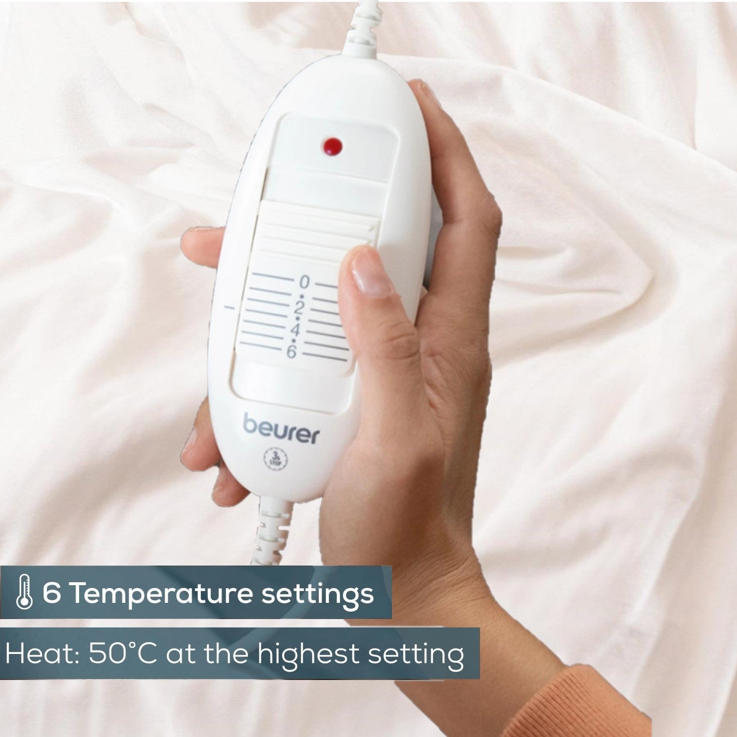 Beurer HD 75 Electric Blanket: Portable Heated Throw for Sofa, Bed or Study | 180x130cm | White