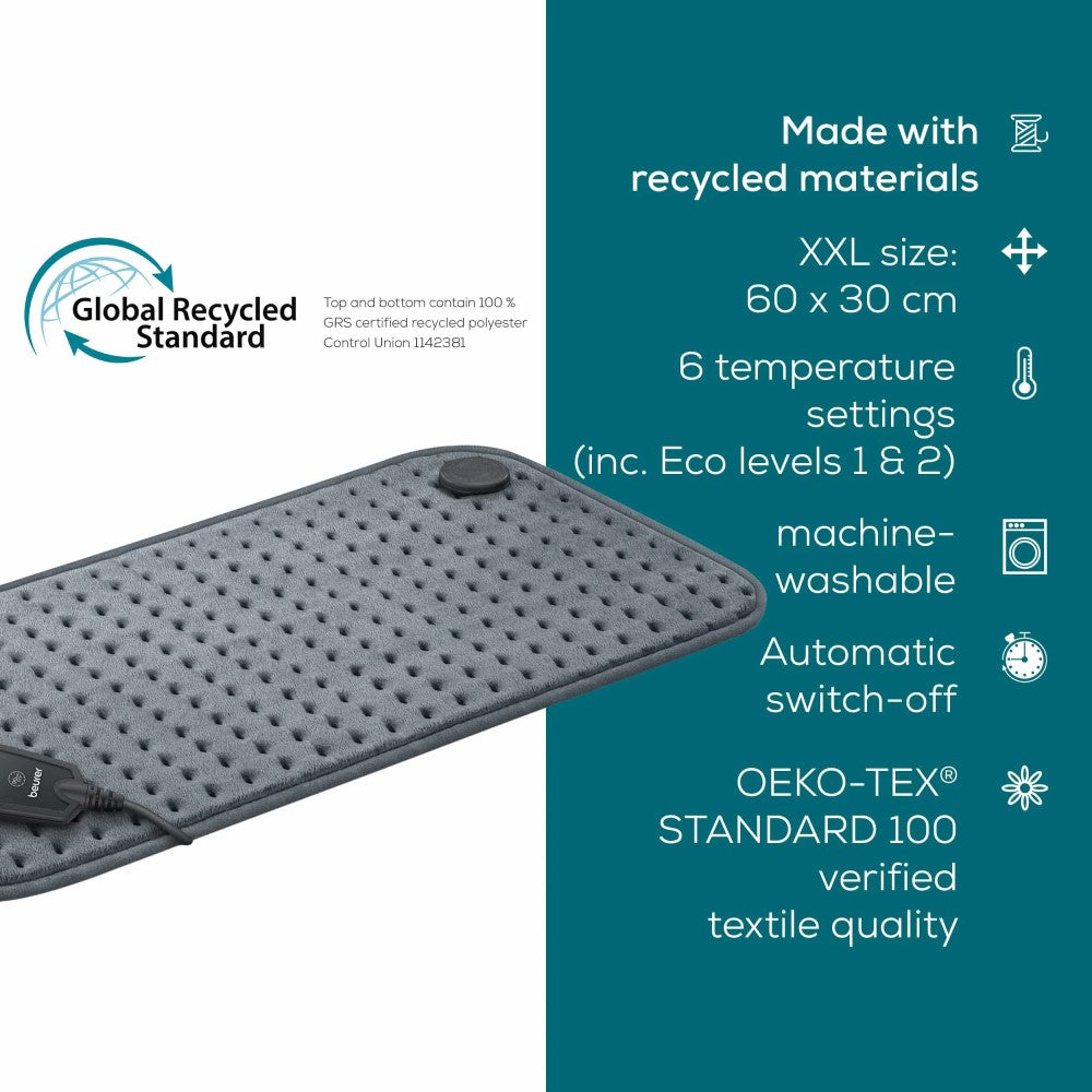 Beurer HK 123 XXL Heat Pad Low Energy Use & Eco Friendly XXL 60x30cm - Grey