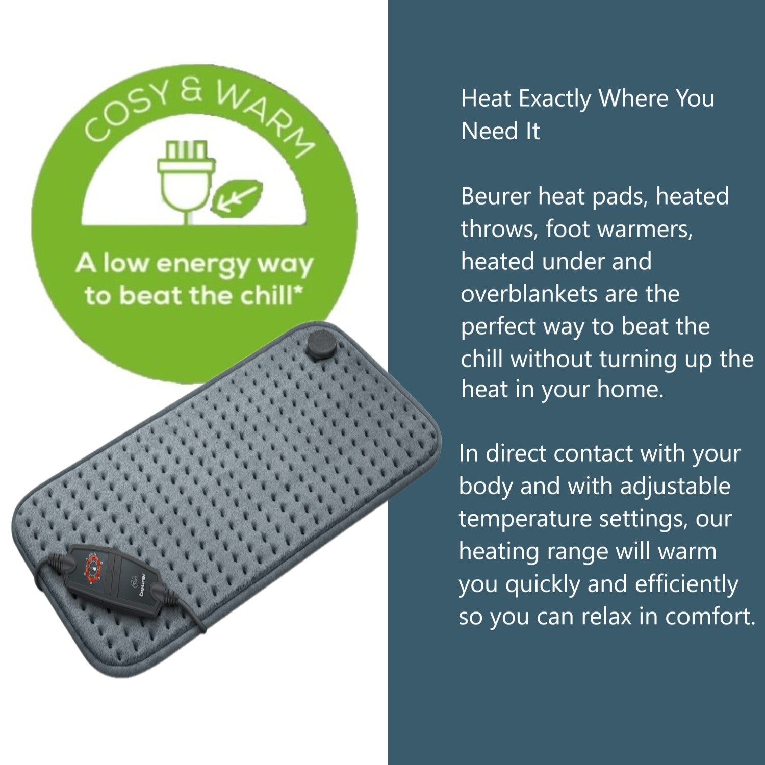 Beurer HK 123 XXL Heat Pad Low Energy Use & Eco Friendly XXL 60x30cm - Grey