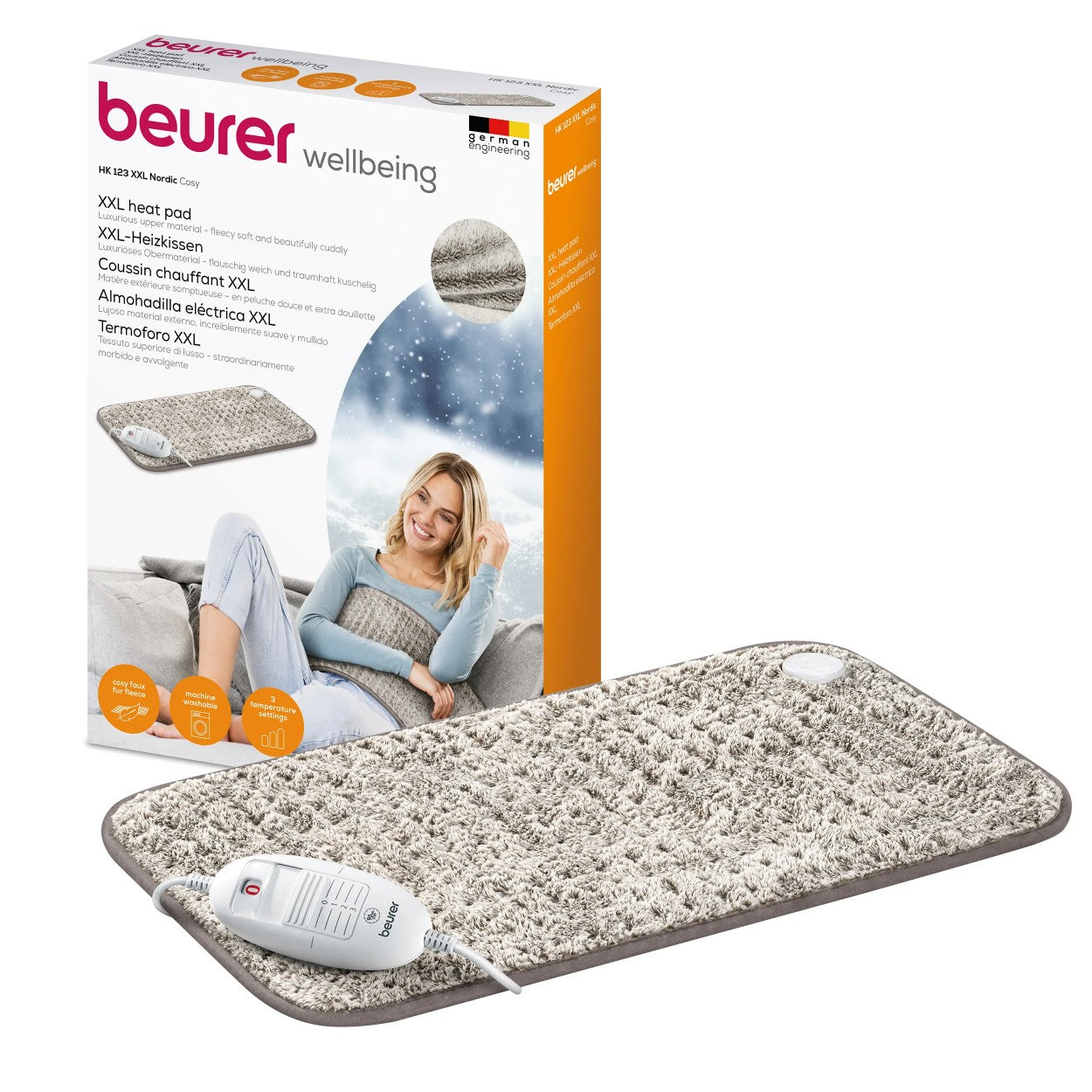 Beurer HK 123 XXL Nordic Heating Pad: Low Energy Use Cosy Heat Pad XXL 60x30cm in Taupe