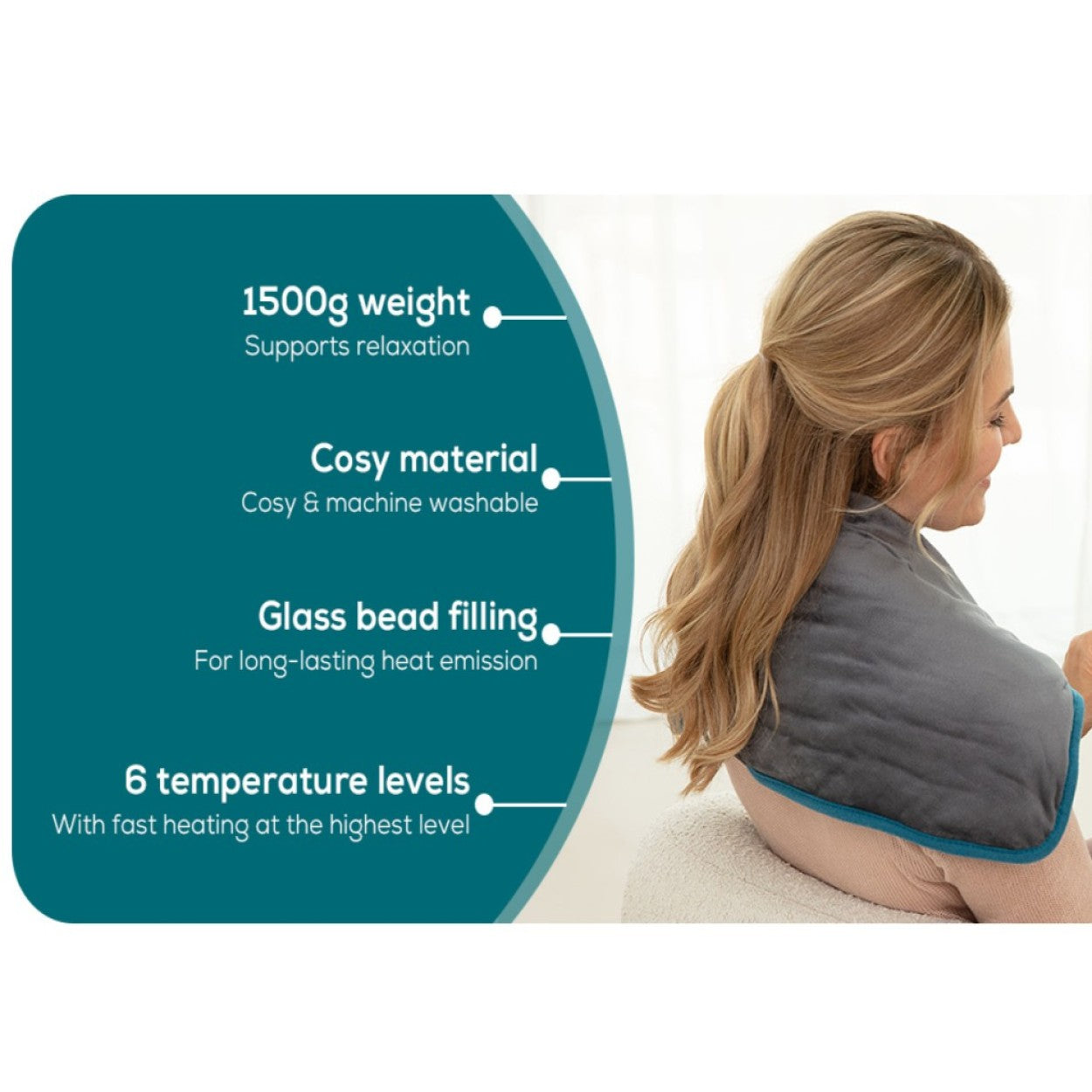Beurer HK 145 Weighted Electric Heating Pad. 1.5kg. Weight & Heat for Cosy, Soothing Warmth. Eco-Friendly. 60 x 30 cm
