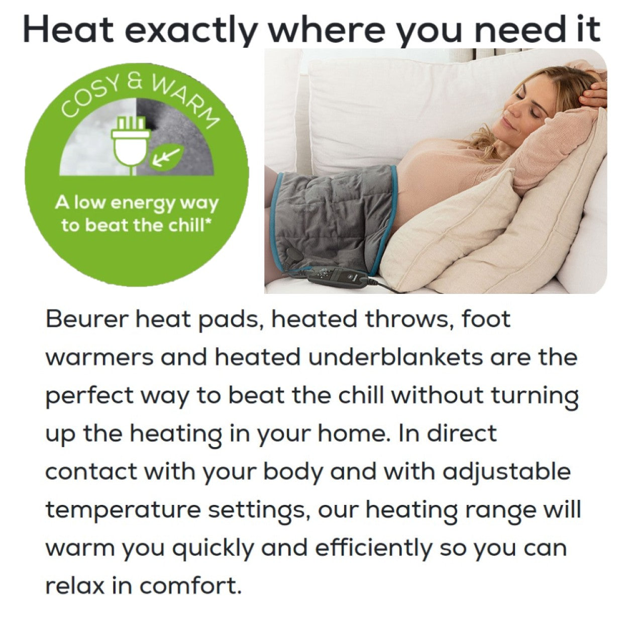 Beurer HK 145 Weighted Electric Heating Pad. 1.5kg. Weight & Heat for Cosy, Soothing Warmth. Eco-Friendly. 60 x 30 cm