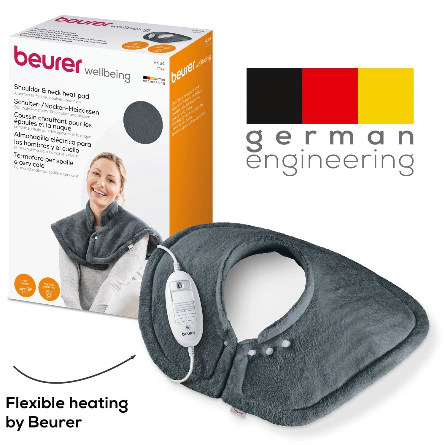 Beurer HK 54 GREY Cosy Electric Heat Pad for Shoulders & Neck
