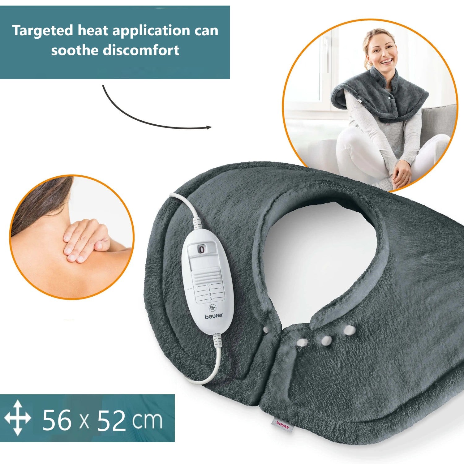 Beurer HK 54 GREY Cosy Electric Heat Pad for Shoulders & Neck