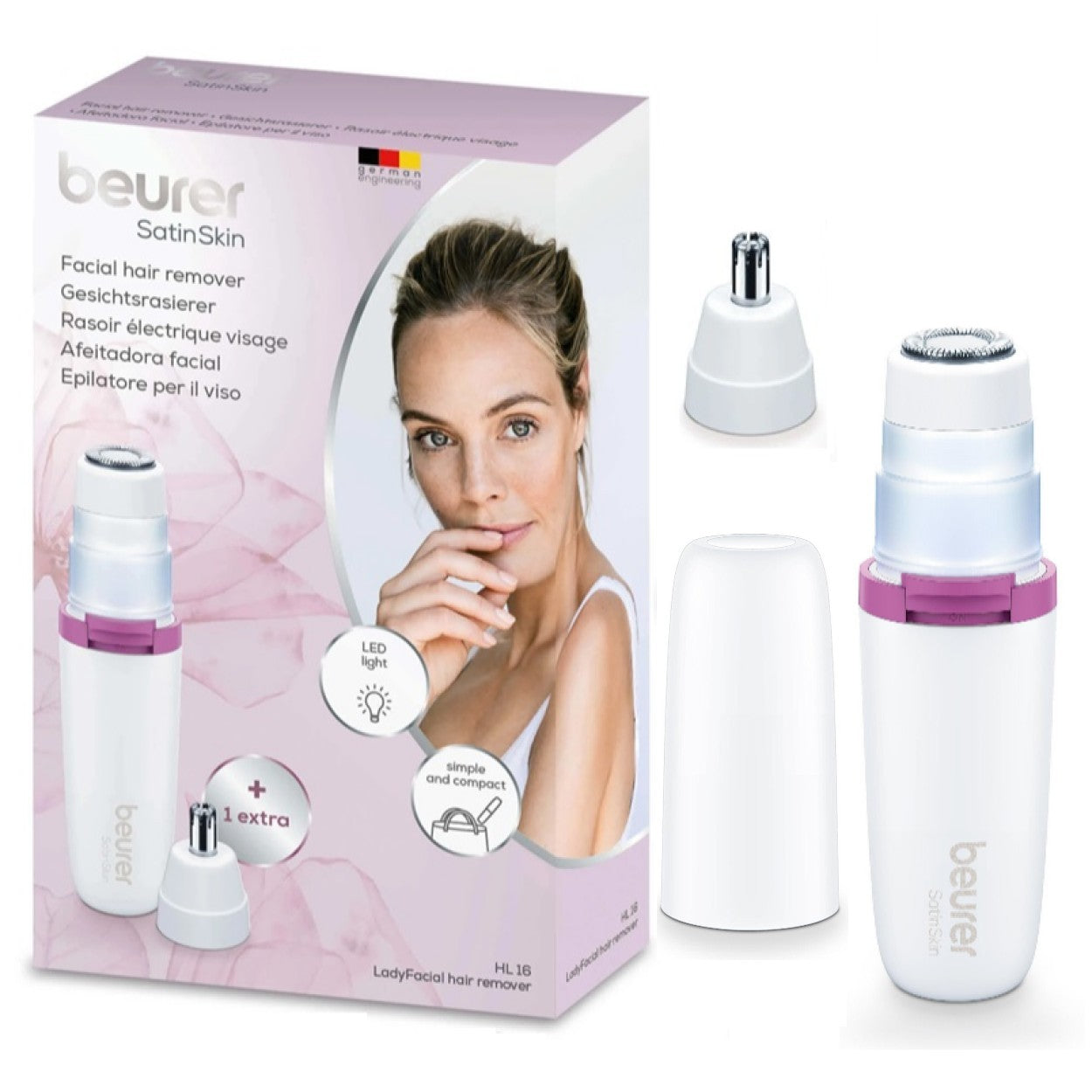 Beurer HL 16 Facial Hair Remover & Eyebrow Trimmer for Upper Lip, Nose & Ear Hair Removal