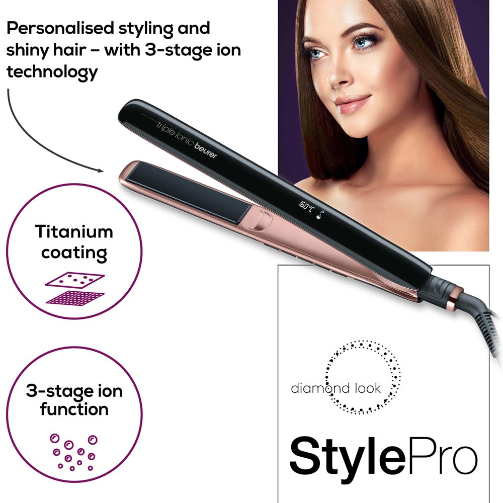 Beurer Hair Straightener HS 80 Titanium Coated & Triple Ionic