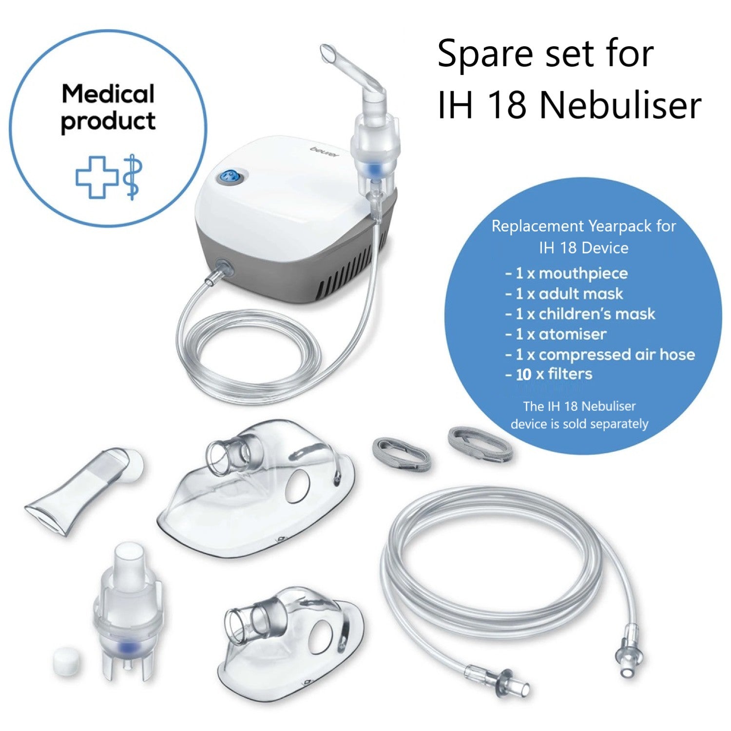 Beurer Replacement Accessories / Spare Parts for IH 18 Nebuliser: IH 18 Yearpack