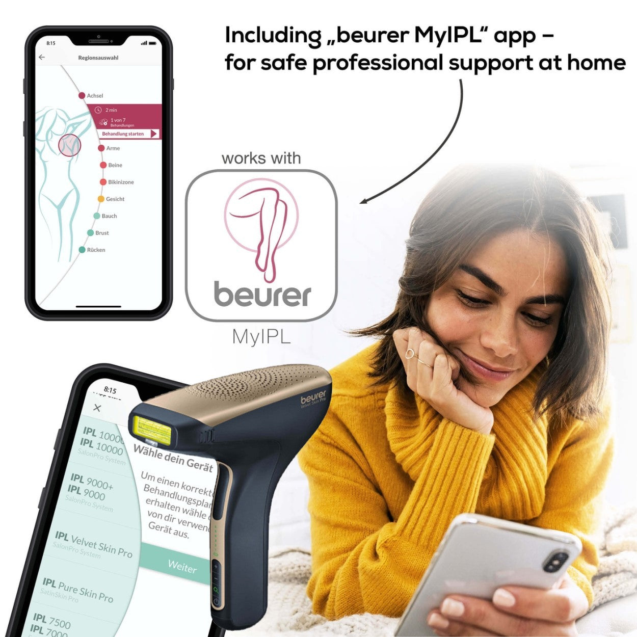 Beurer IPL Laser Hair Removal Device: Cordless IPL 8800+App for Face & Body