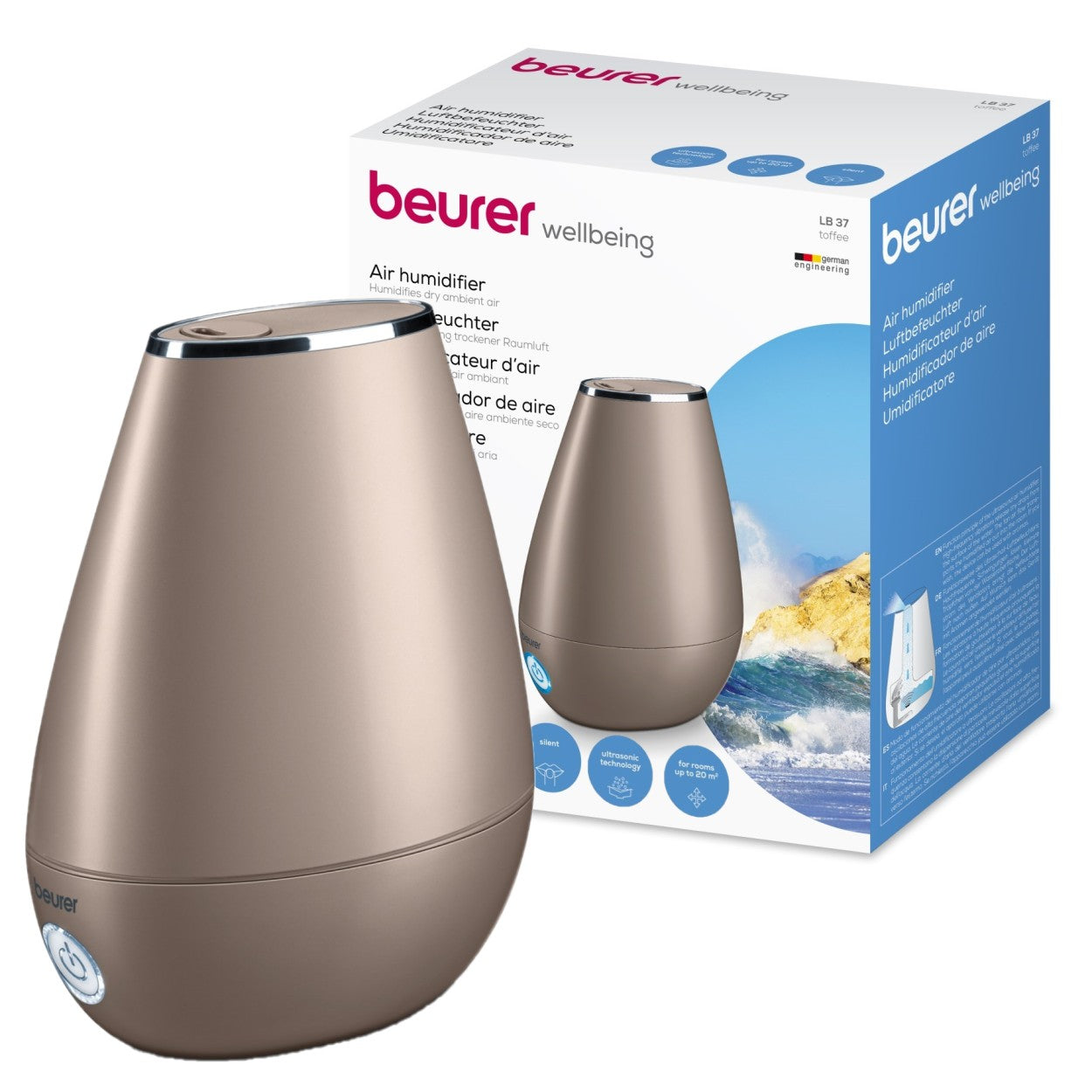 Beurer Germany LB 37 | 2-in-1 Air Humidifier & Aroma Diffuser for All Rooms Up To 20m² | Toffee