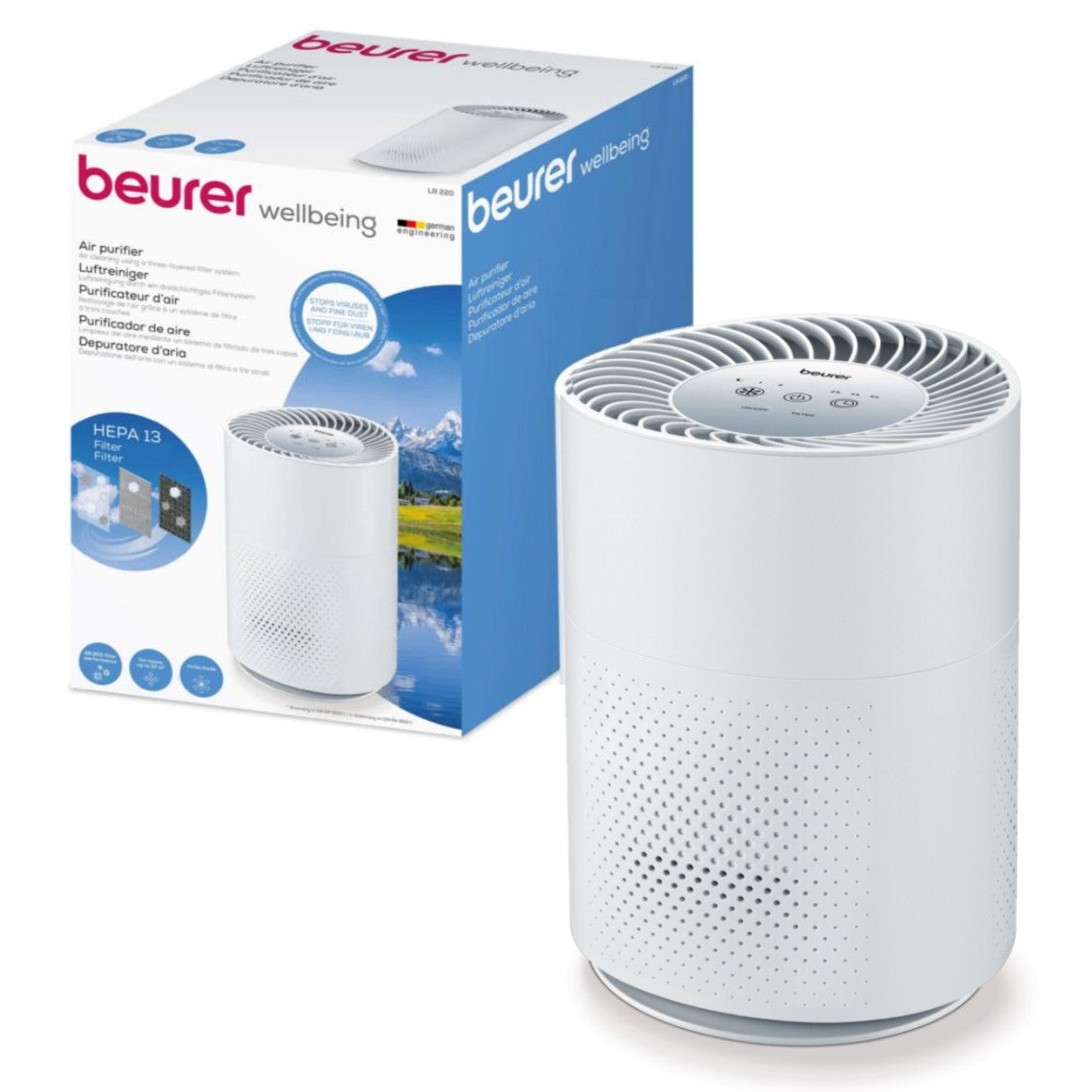 Beurer LR 220 Air Purifier | Clean Air for Allergy Sufferers | Filters Pollen, Dust & Bacteria | Rooms up to 37m²