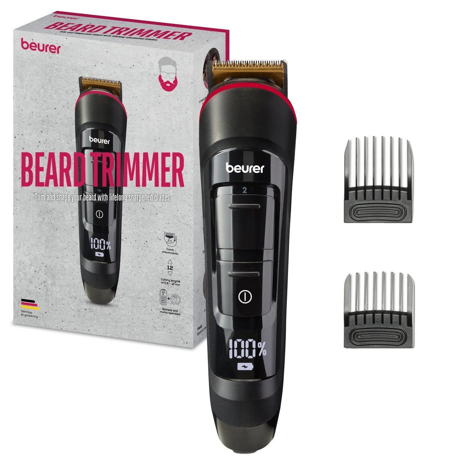 Beurer MN4X Beard Trimmer with Self-Sharpening Blade - Rechargeable