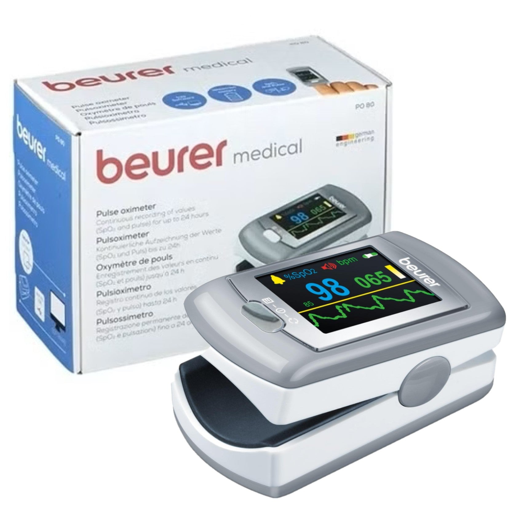 Beurer Germany PO 80 Rechargeable Pulse Oximeter: Oxygen Saturation & Heart Rate