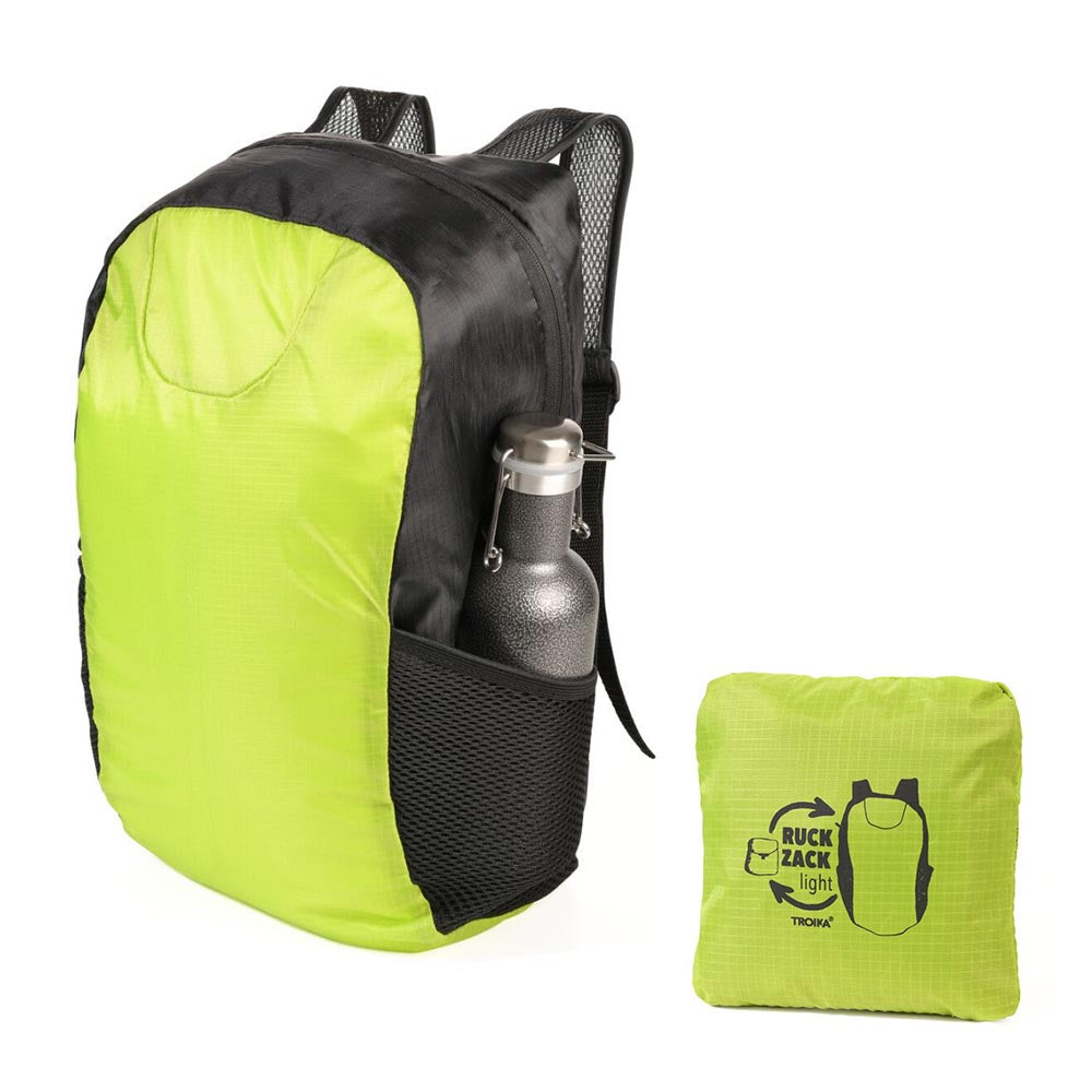 TROIKA Backpack - Foldable, Light, Water Repellent, 18L Capacity RUCKZACK - Bright Yellow / Green
