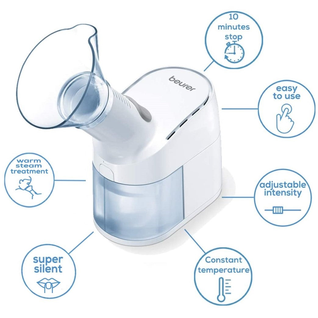 Beurer SI 40: 2-in-1 Steam Vaporiser: Inhaler Eases Colds & Allergies and Facial Steamer Hydrates Pores