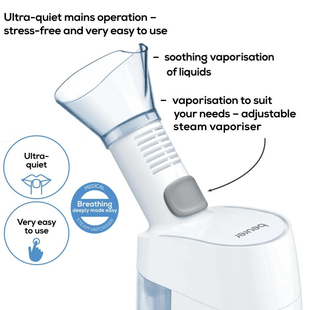 Beurer SI 40: 2-in-1 Steam Vaporiser: Inhaler Eases Colds & Allergies and Facial Steamer Hydrates Pores