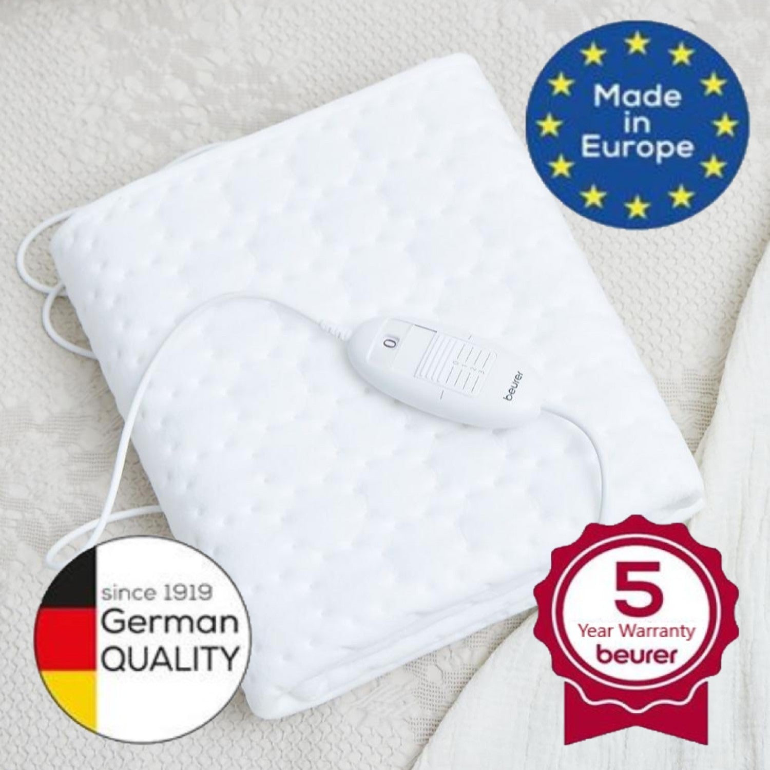 Beurer TS 19 Compact Electric Blanket: Fleece Heated Underblanket. 3 Heat Settings. 130x75cm