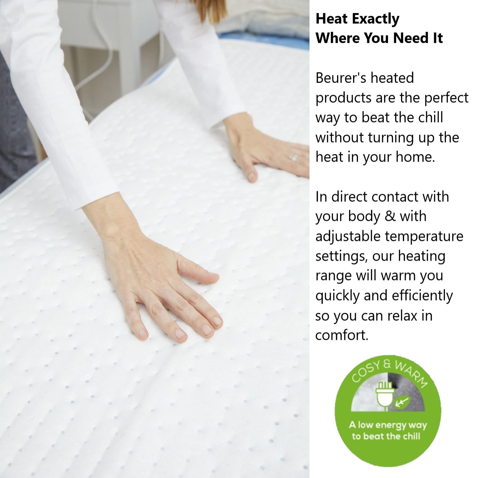 Beurer TS 19 Compact Electric Blanket: Fleece Heated Underblanket. 3 Heat Settings. 130x75cm
