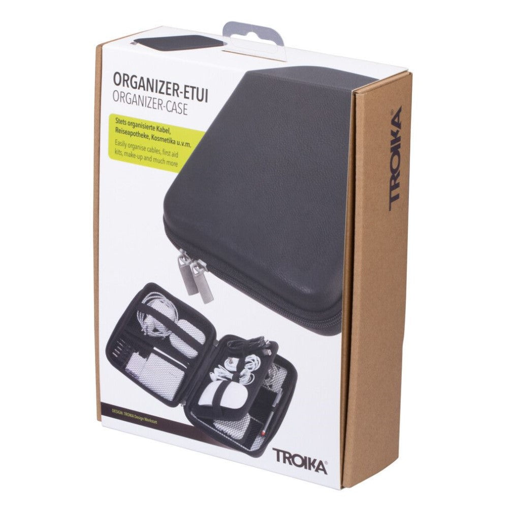 TROIKA Organiser: Hard Travel Case for Electronics, Cosmetics, Meds: Black