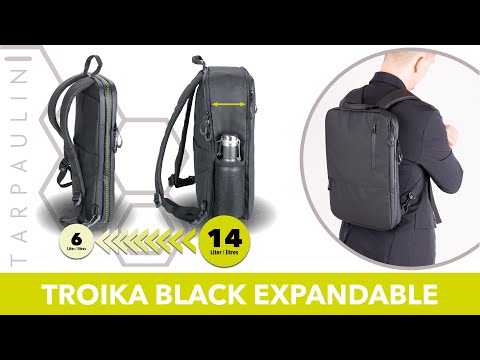 Troika Laptop Backpack: For 16" Laptop & Expandable from 6L to 14L – Black