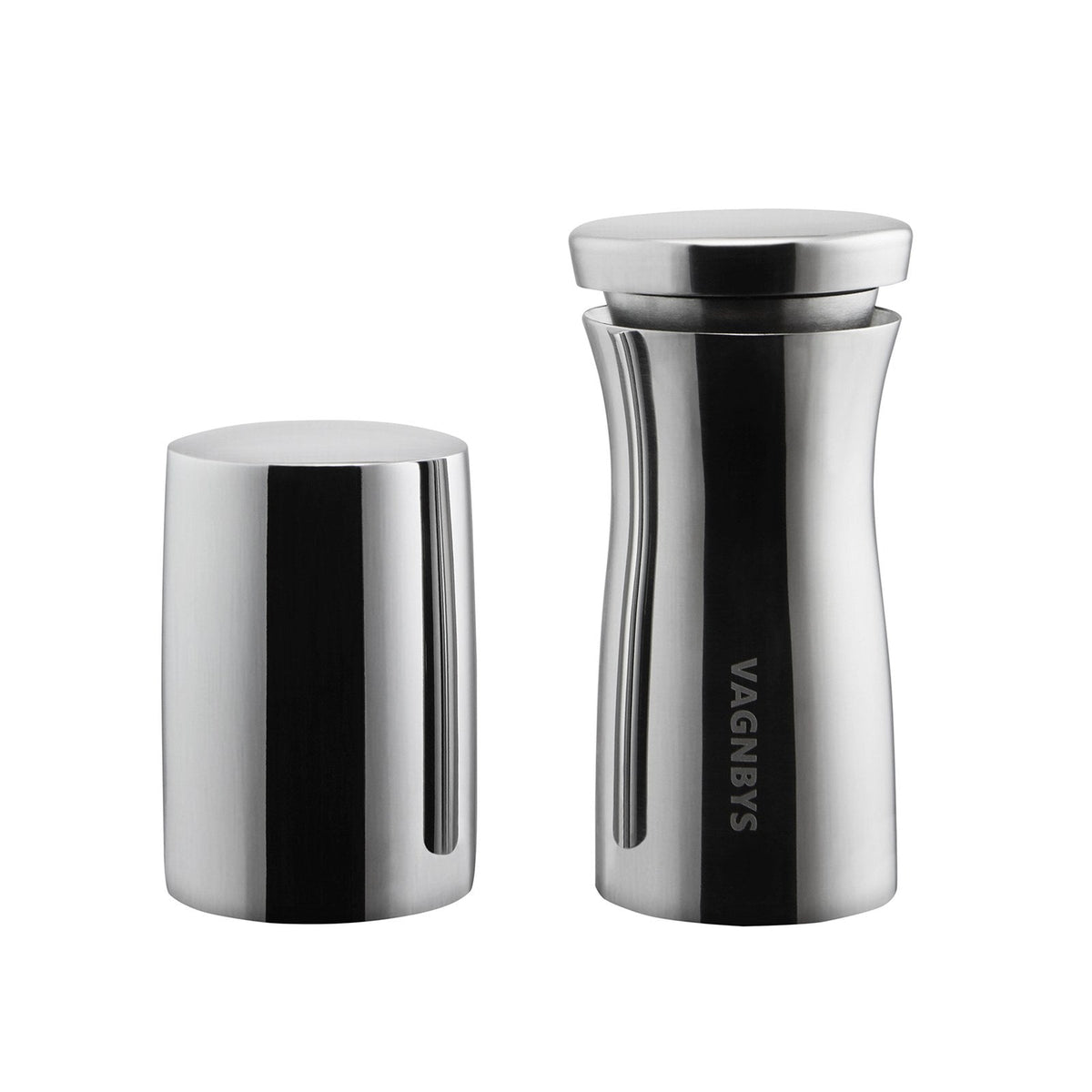 VAGNBYS 7-in-1 wine decanter and sommelier wine stopper in stainless steel on white