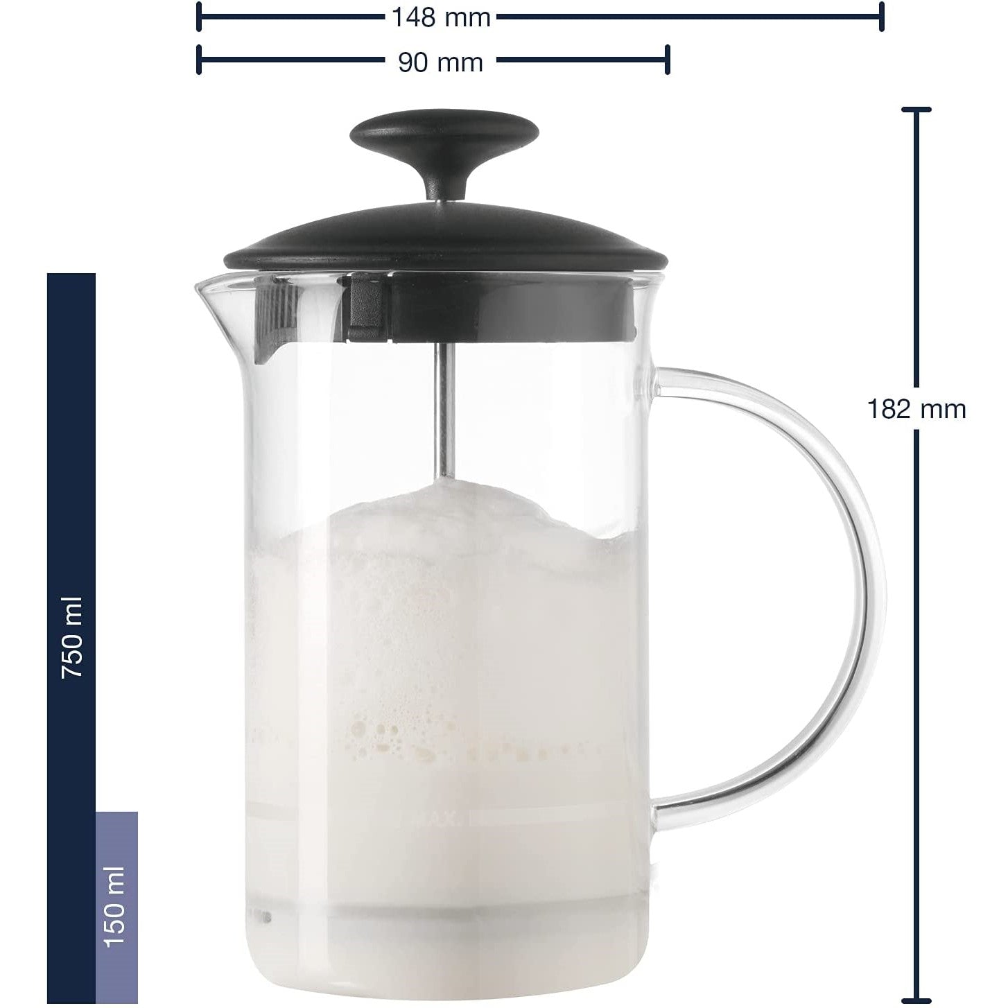Leonardo CAFFEE PER ME Cappuccino Milk Frother with Plunger Mechanism750ml