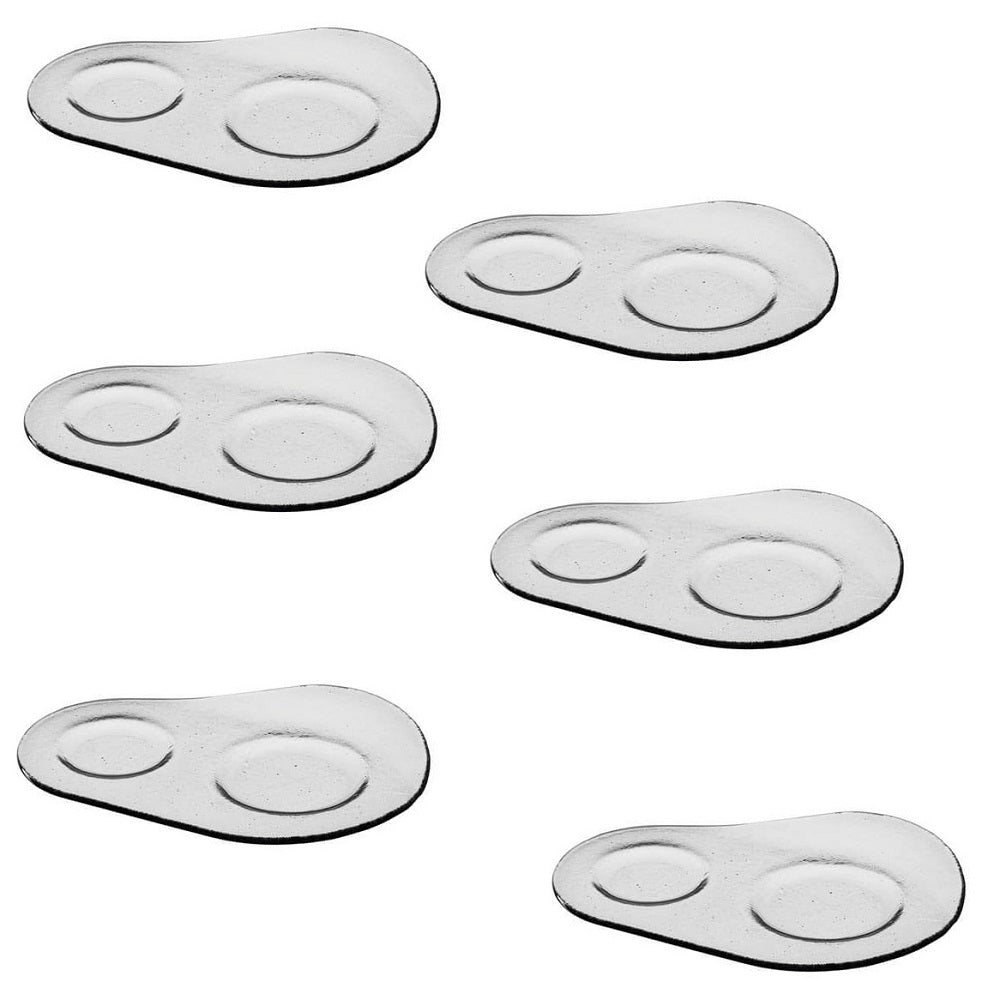 Leonardo DUO Double Saucer for 2 Items Handmade Grey Glass – Set of 6