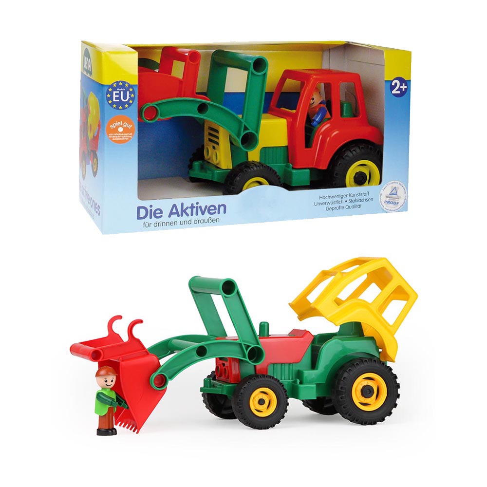 Lena Toy Tractor and Shovel with Toy Figure Aktive Multi-Colours Boxed 36cm