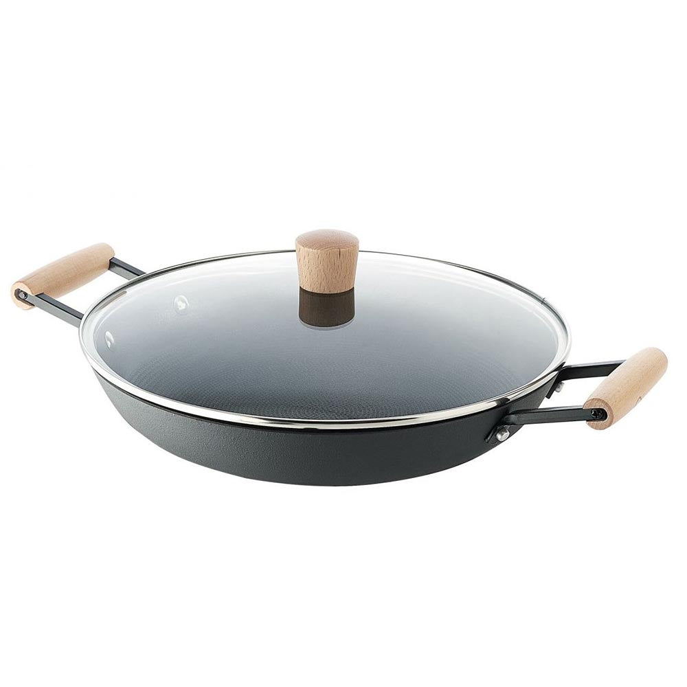 ROHE Iron Serving Pan & Lid Non-Stick "John" - German Brand Quality - 30cm