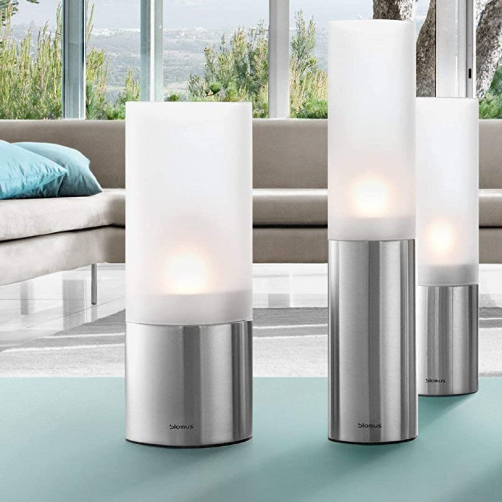 Blomus Tealight Holder: Matt Stainless-Steel with Frosted Glass FARO