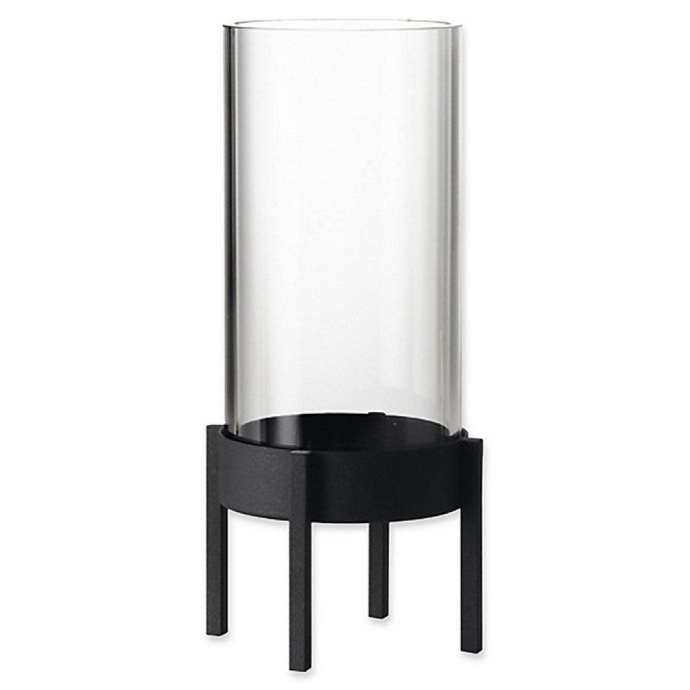 Blomus Candle Holder: Cylindrical Glass on Black Steel Base NERO M 26cm