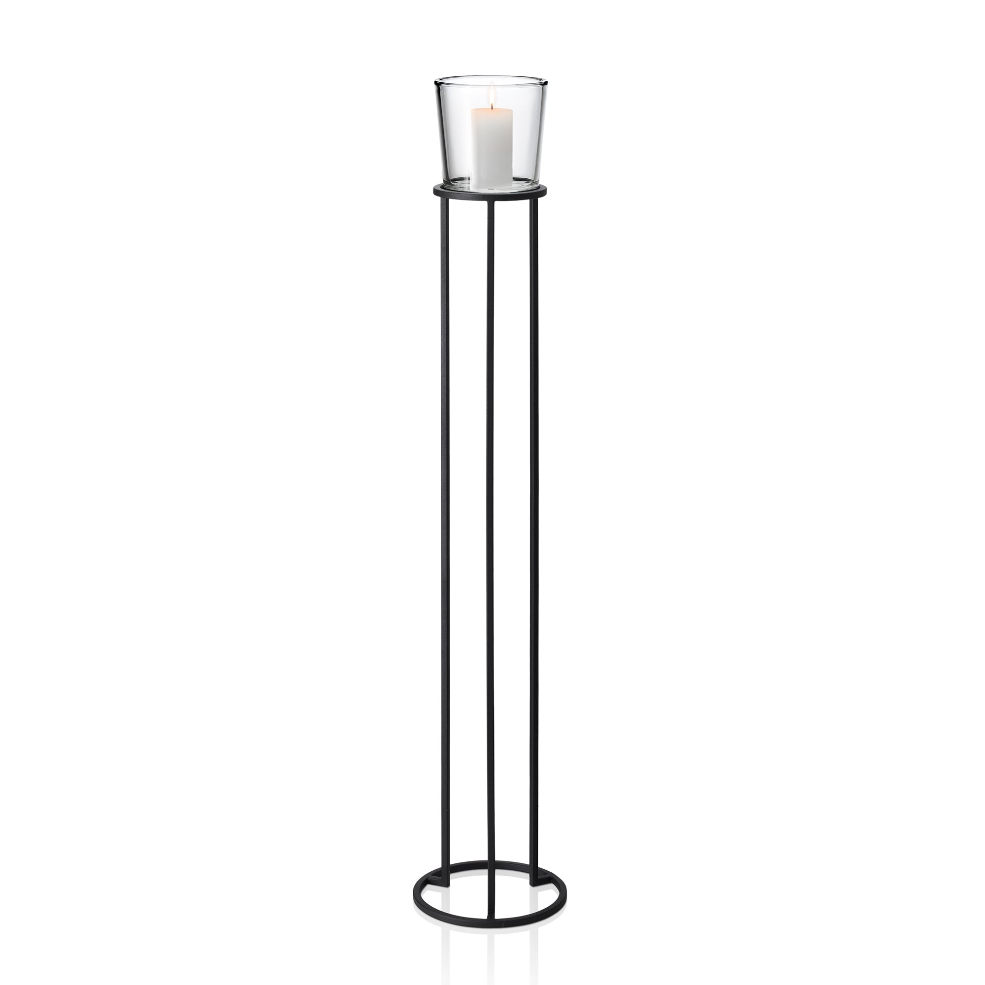 Blomus Candle Holder: Large Glass Holder on Black Steel Frame NERO L 138cm