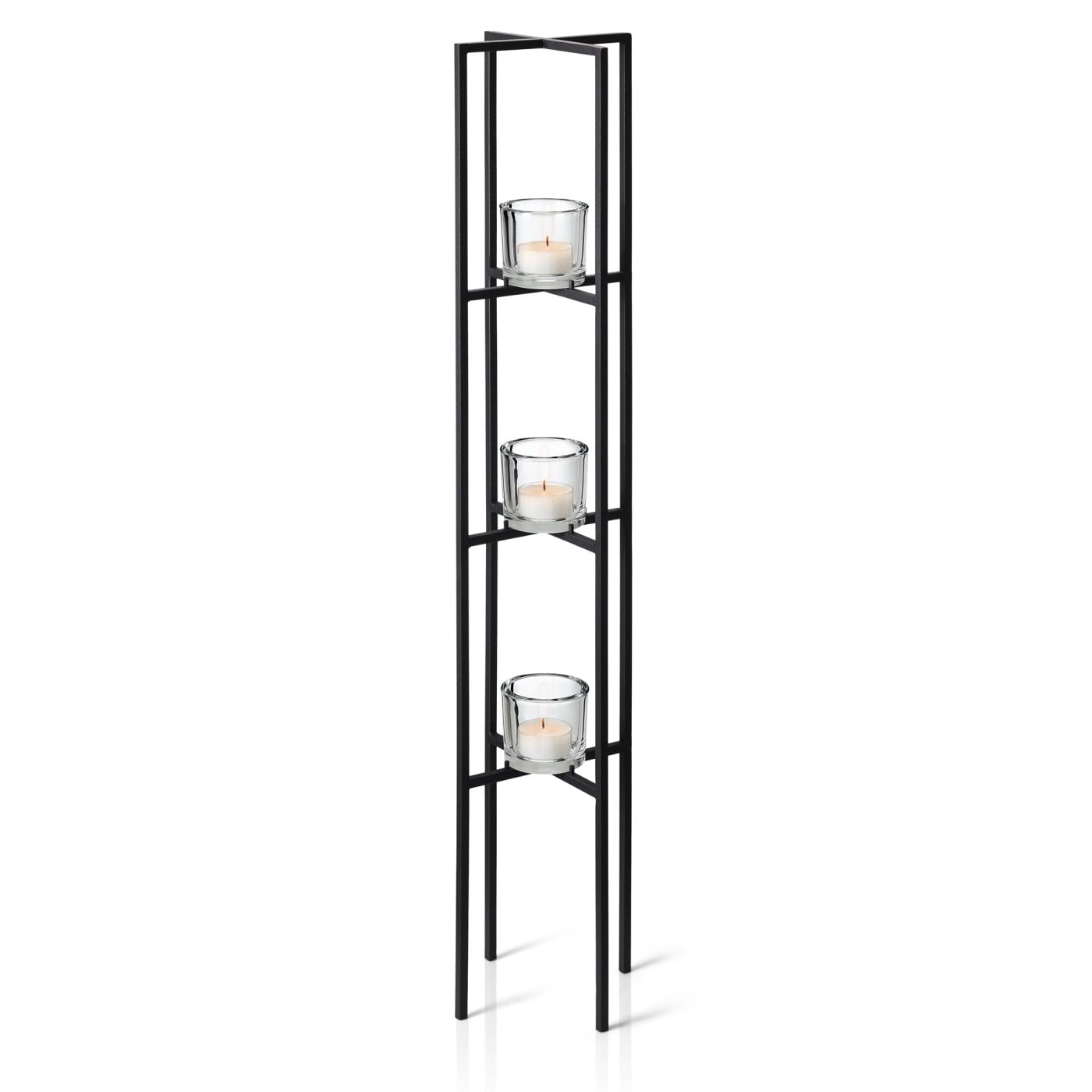 Blomus Glass Candle Holder on 3-Tiered Black Steel Frame NERO 100cm