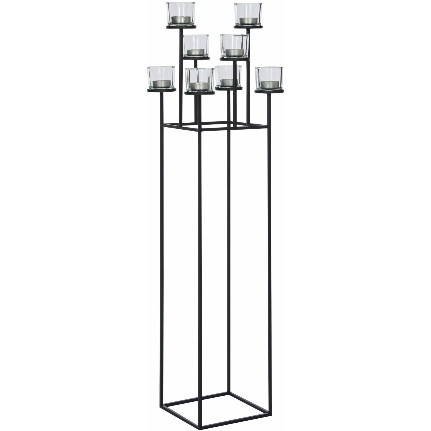 Blomus Candle Holder: 8x Clear Tealight Holders on Black Frame NERO 128cm