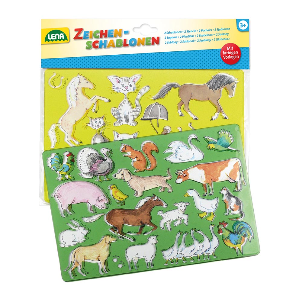 Lena Arts & Crafts Drawing Stencils: Horses, Cats and Farm Animals