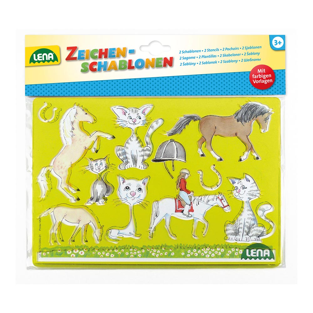 Lena Arts & Crafts Drawing Stencils: Horses, Cats and Farm Animals