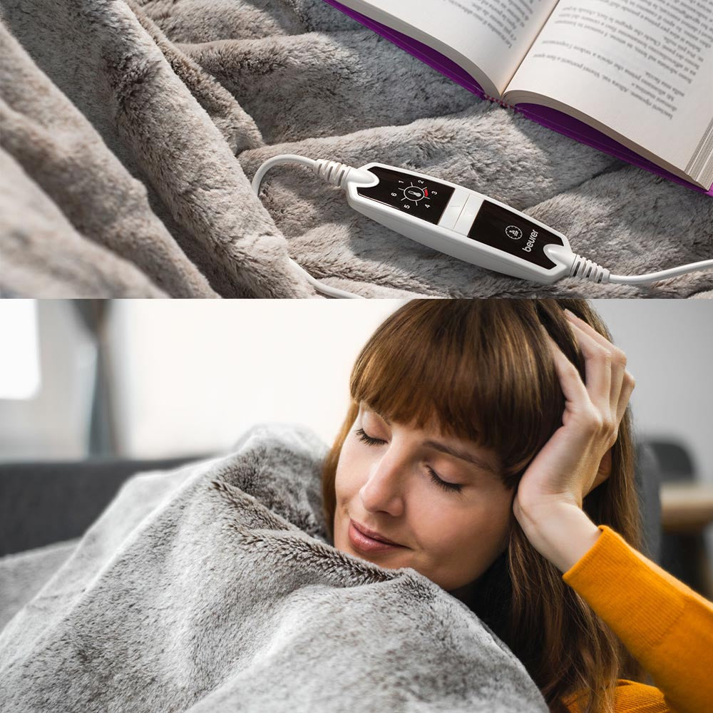 Beurer HD 150 XXL Electric Blanket Throw / Heated Over Blanket in Nordic Grey | 2x1.5m