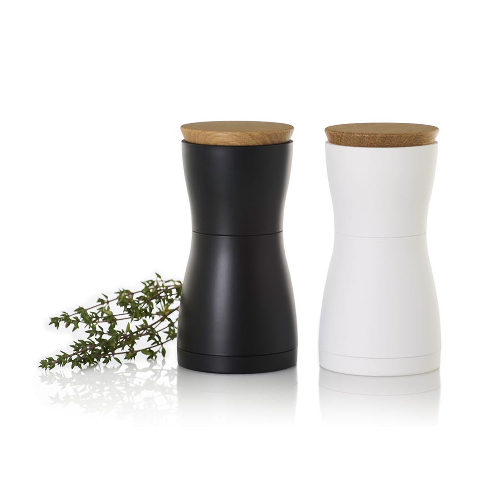 AdHoc Salt and Pepper Grinders German Brand - Twin Black & White 2 Piece