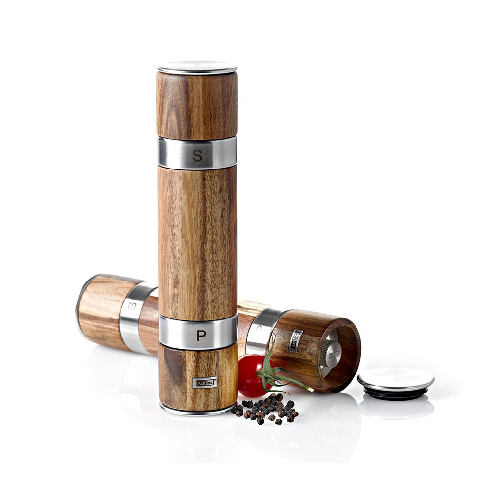 AdHoc 2in1 Salt & Pepper Grinder German Brand - Duomill Acacia Wood