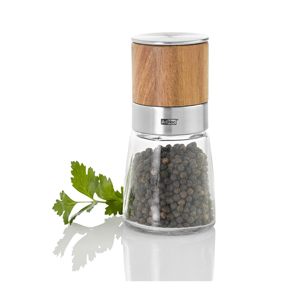 AdHoc Salt or Pepper Grinder in Glass and Wood - AKASIA