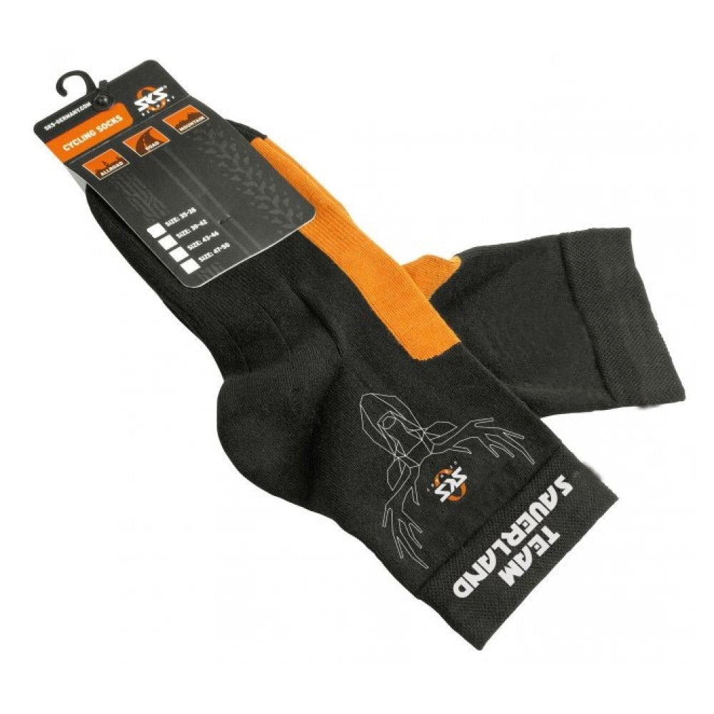 SKS Germany Cycling Socks Black & Orange - RSA Size 6-8
