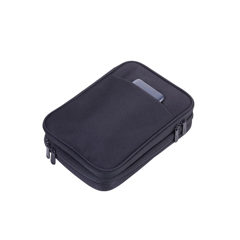 TROIKA Organiser Case with 2 Zipper Compartments CONNECTED - Black